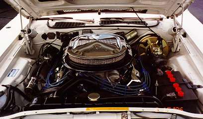 1970 Challenger R/T clone, under hood view